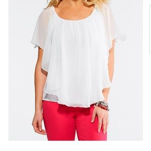 Sheer layered capelet top